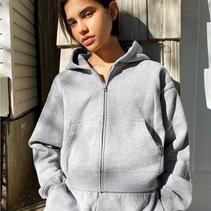 TNA Cozy Fleece Boxy Boyfriend Zip up